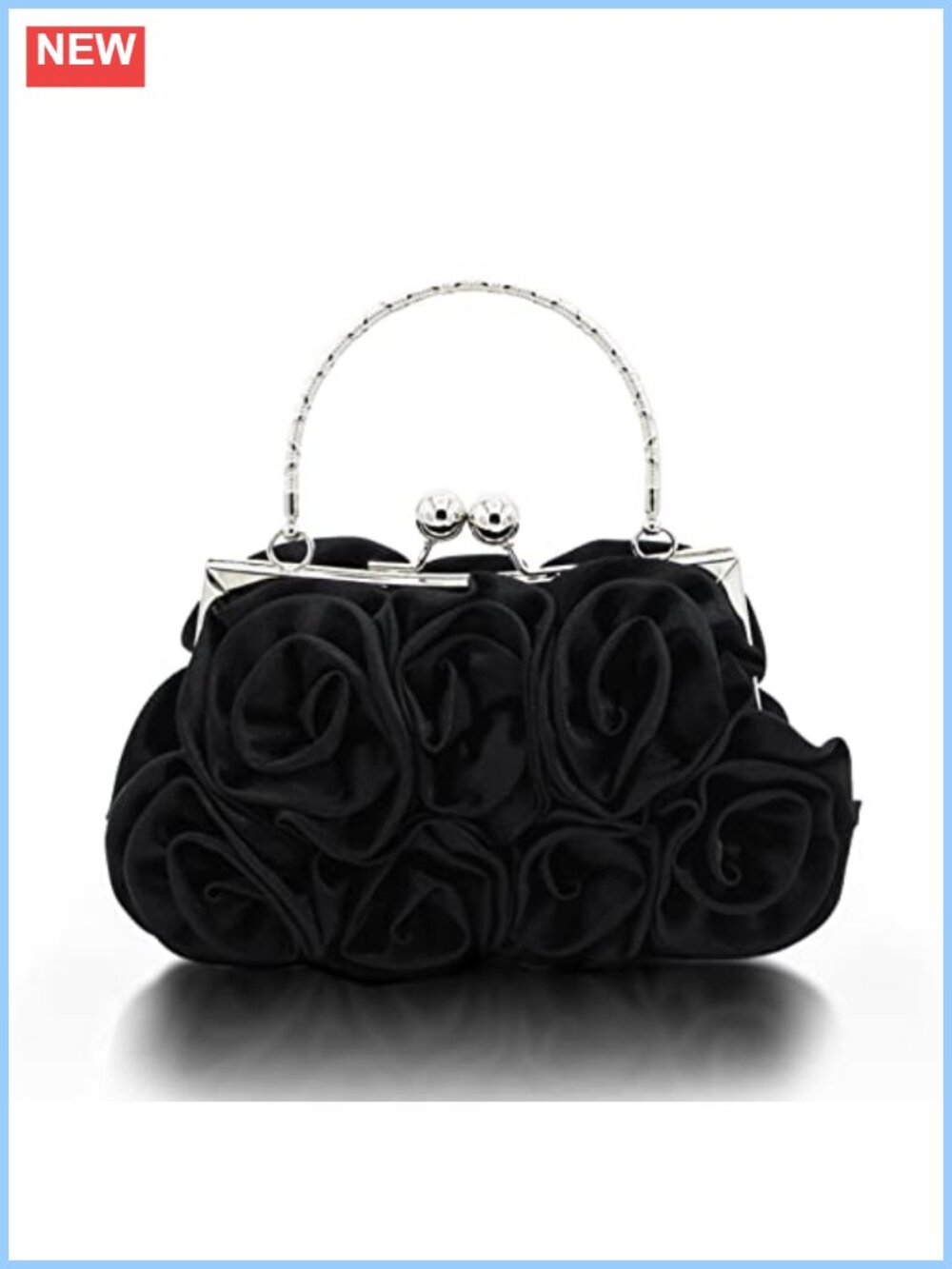 Satin Floral Clutch Evening Bag with Detachable Strap for Wedding Party Prom